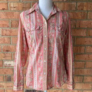 vintage inspired dagger collar 70s style button up shirt